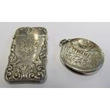 A sterling silver vesta and a circular silver vesta initialled DJH