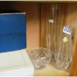 Two German glass vases and a Thomas Webb plant holder