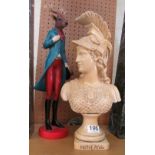 A plaster model Minerva and a figure of a stag