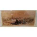 W.L. Wyllie etching view to Saint Pauls with Thames and another view of Thames