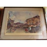 A signed Russell Flint print French street scene