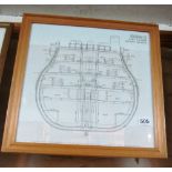 A plan of HMS Victory Midship section with London Borough of Sutton public libraries stamp 1966
