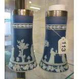 A pair Wedgwood vases with silver rims