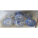 Blue and white and other plates