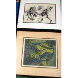 R.S. Jameson artist proof 'Untitled' print fisherman, print Barry Charles 12/100 and print dancers