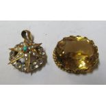 A 9ct gold brooch and 9ct star pendant