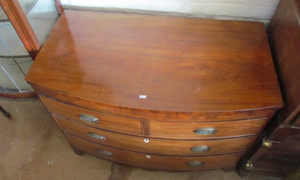 A small 19th Century bowfront chest of two short and two long drawers - Image 3 of 3