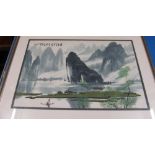 Two oriental prints river scenes