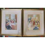 Herbert Foster - a pair of watercolours 'The Introduction' and 'The Quarrel' depicting 18th