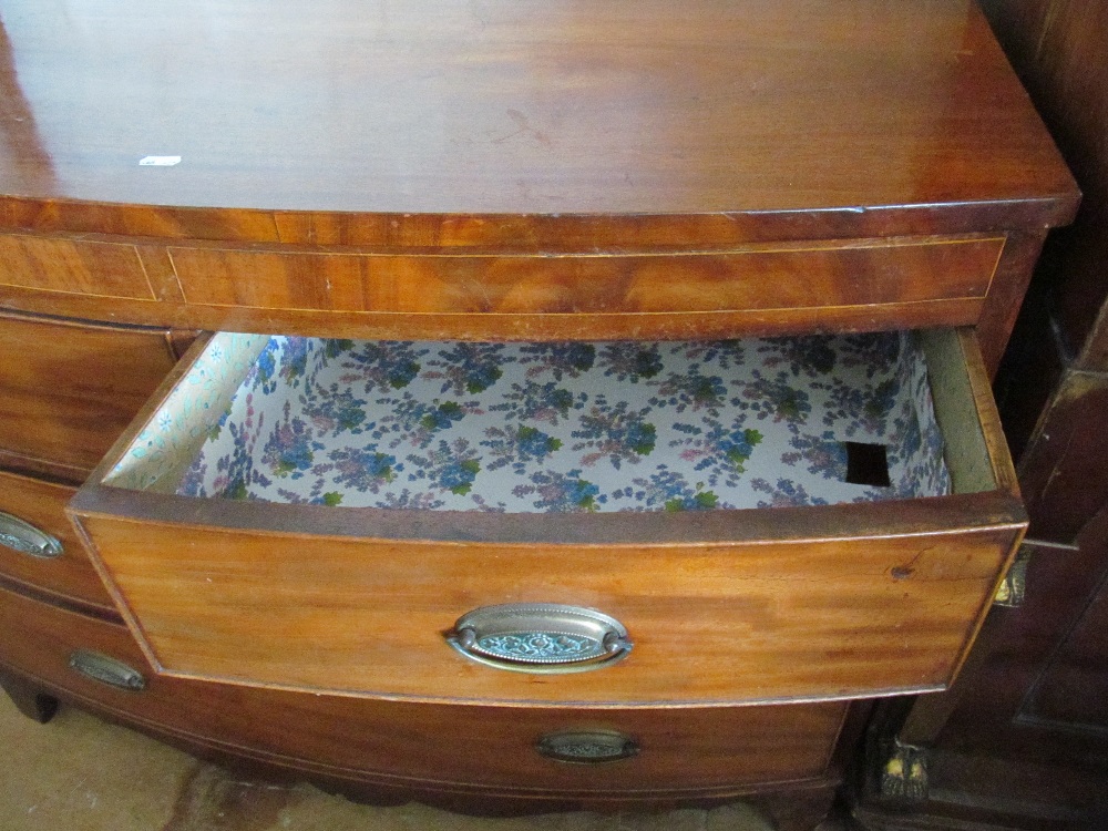 A small 19th Century bowfront chest of two short and two long drawers - Image 2 of 3