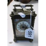 A French brass and plated dial carriage clock