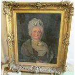 A 19th Century oil on canvas old lady in gilt frame (with loose corners)