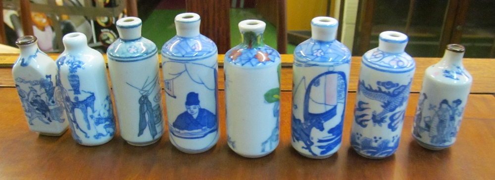 Eight oriental blue scent bottles - Image 2 of 5