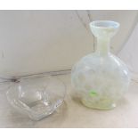 A Richardsons vaseline glass vase and an Italian crystal bowl