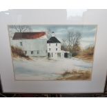 cherl decker saunder A watercolour snow scene with farmhouse