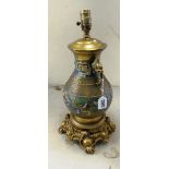 A 1940s cloisonné lamp metal base restored