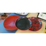 Three lacquer dishes