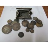 Some coins in mesh purse