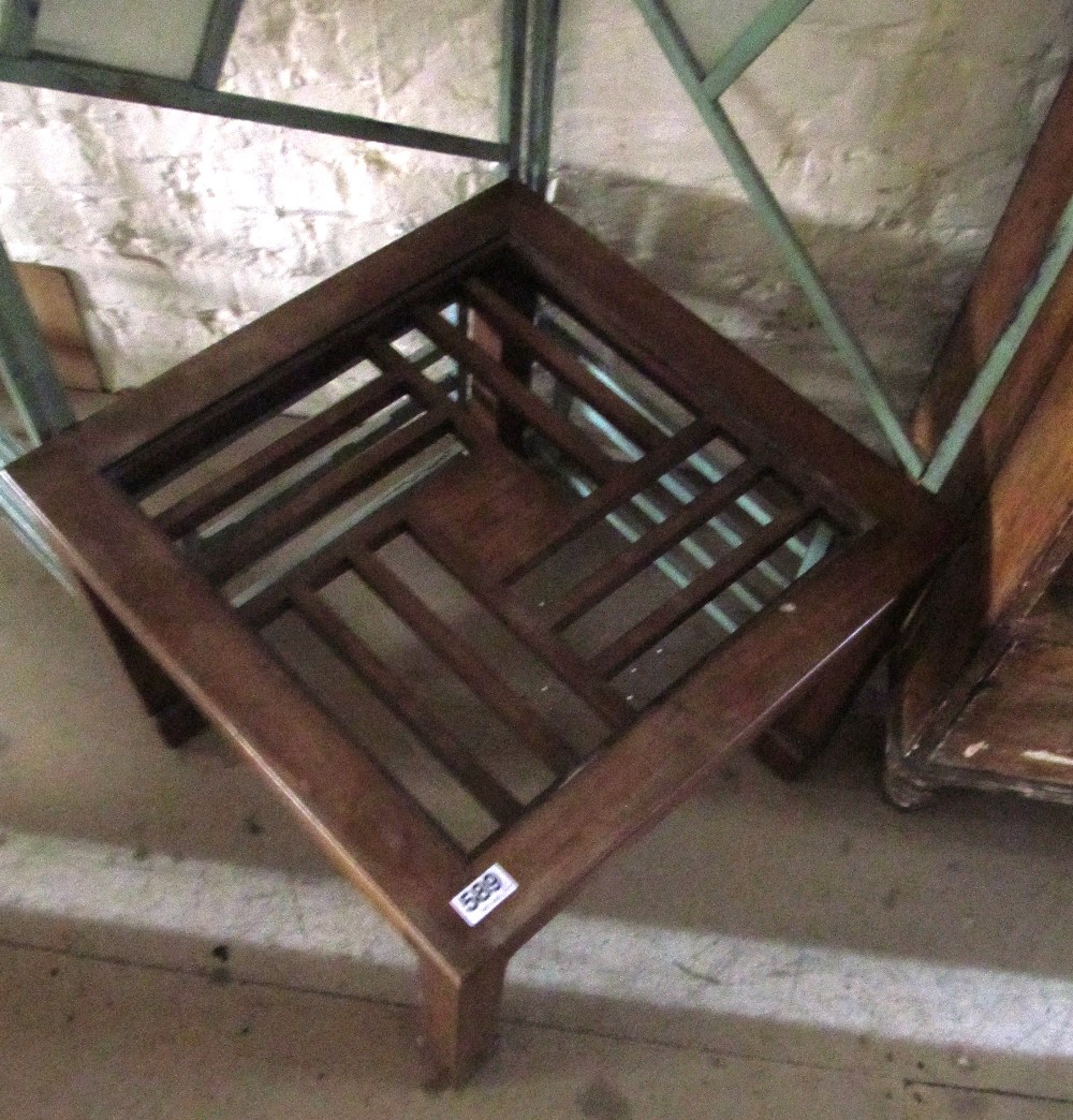 An Oriental square topped occasional table (no glass) and green painted screen - Image 2 of 4