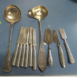 A Continental ladle spoon, some Christofle and other flatware