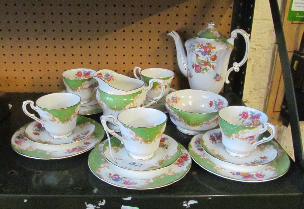 A Paragon Rockingham green eighteen piece coffee service