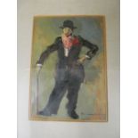 An Italian school oil of Charlie Chaplin like figure