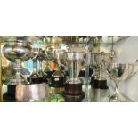 Six silver trophy cups