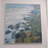 Neil Pinkett - oil inscribed Carn Gloose and another 'White Water Lamorna Cliffs'