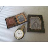 Two old photos (Daguerreotypes) and a car watch