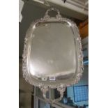 A good silver-plated tray with vine and berry border and twin handles, 73x43cms
