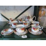 A Royal Albert Old Country Roses six place setting fifteen piece tea service