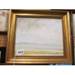 R.J. Watson - two oils on board seascapes in gilt frames