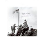 FIRST FLAG RAISING: Signed 8 x 10 photograph `Charles W. Lindberg, 1st Flag Raiser, Iwo Jima, Feb.
