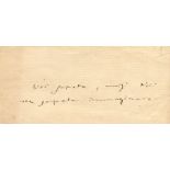 VERDI GIUSEPPE: (1813-1901) Italian Composer. Autograph 5.5 x 3.
