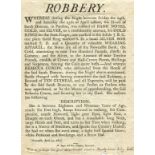 [CRIME]: A printed broadside entitled Robbery, one page, small 4to, Newcastle, 30th April 1807.