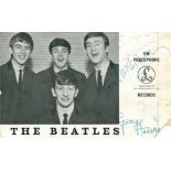 BEATLES THE: Vintage signed postcard photograph by all four members of the English rock band of the