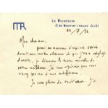 RAVEL MAURICE: (1875-1937) French Composer. A.L.S., `Maurice Ravel´, two pages, oblong 5.