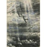BATTLE OF BRITAIN: A multiple signed 7 x 10 magazine photograph, depicting three Spitfire aircraft