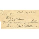 WALLER THOMAS 'FATS': (1904-1943) American Jazz Pianist. Manuscript D.S.