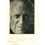 PICASSO PABLO: (1881-1973) Spanish painter. Ink signature ('Picasso') on a 4 x 5.