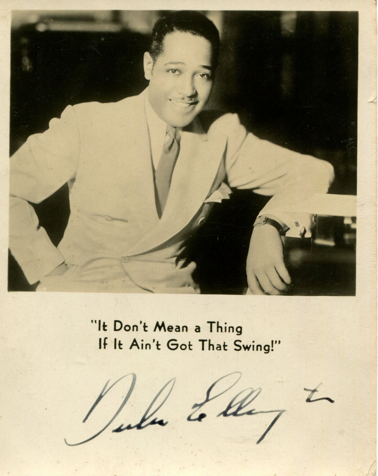 ELLINGTON DUKE: (1899-1974) American jazz composer and pianist. Vintage signed 3.5 x 4.