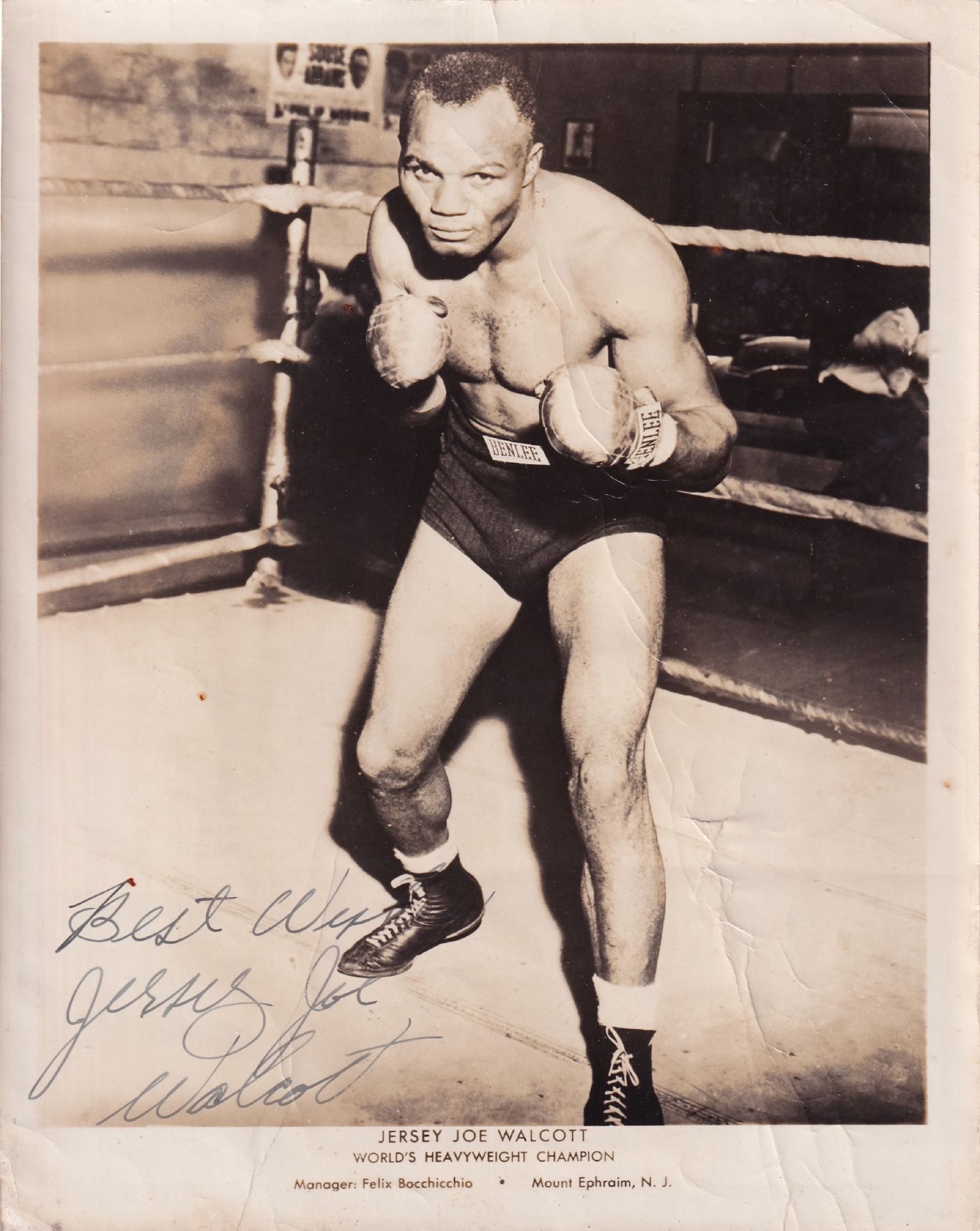 WALCOTT JERSEY JOE: (1914-1994) American boxer, World Heavyweight Champion 1951-52.