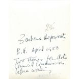 HEPWORTH BARBARA: (1903-1975) English sculptor. An excellent vintage signed 5 x 6.