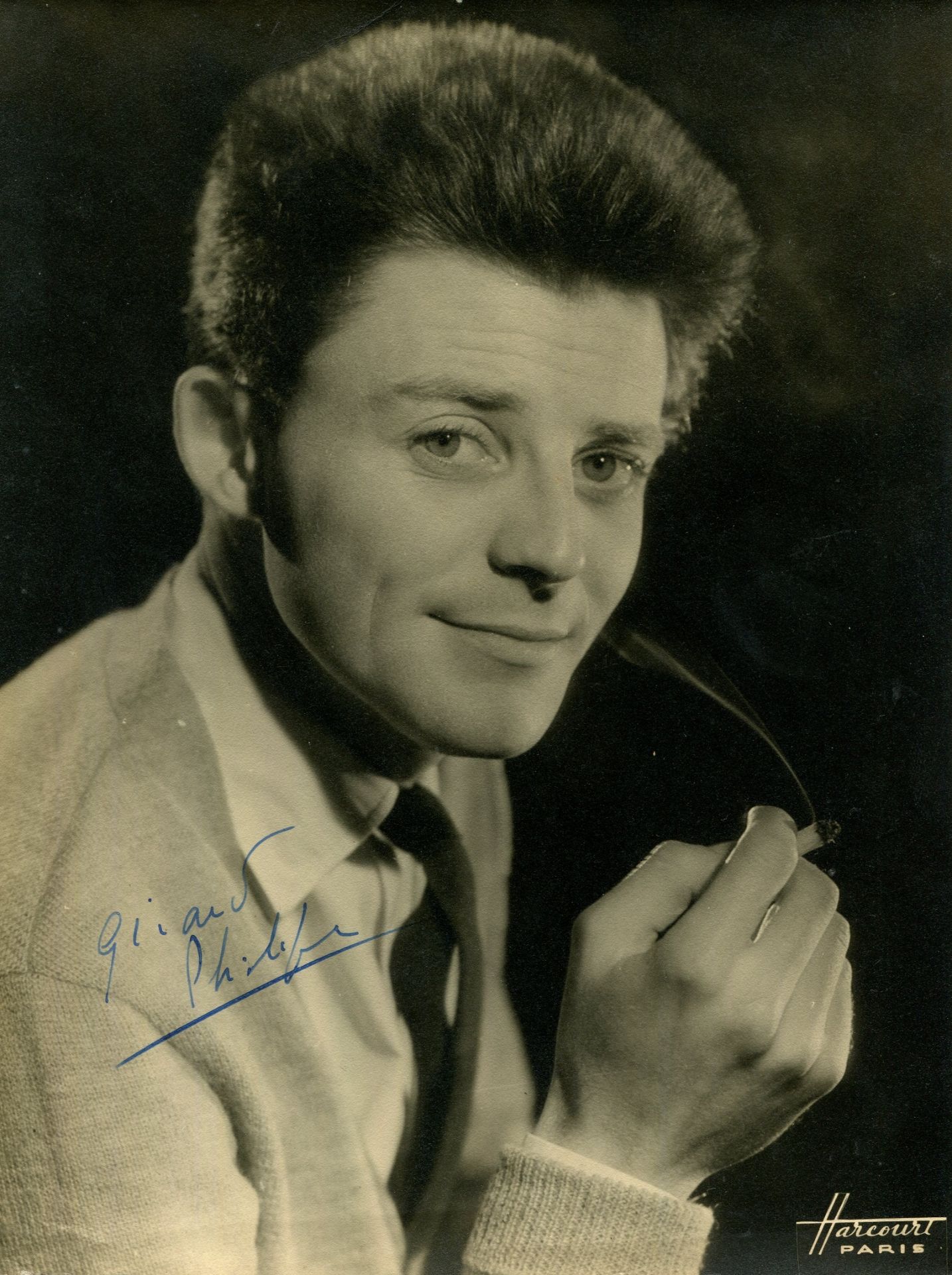 PHILIPE GERARD: (1922-1959) French actor. Scarce signed sepia 7 x 9.