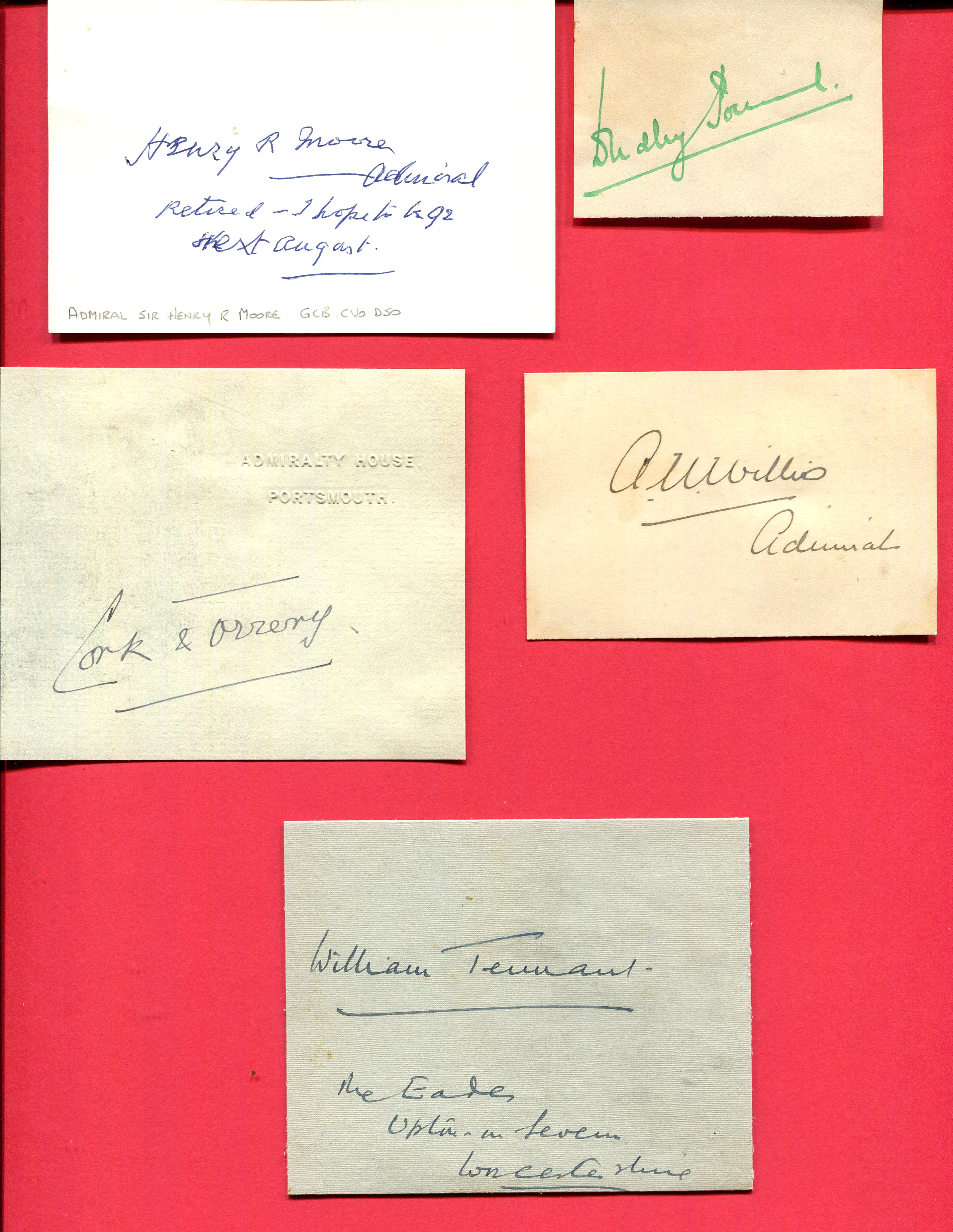 BRITISH NAVY: Small selection of signed clipped pieces, cards, a few letters, - Image 6 of 8