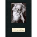 TAGORE RABINDRANATH: (1861-1941) Indian Poet, Nobel Prize winner for Literature, 1913. Signed 5 x 2.