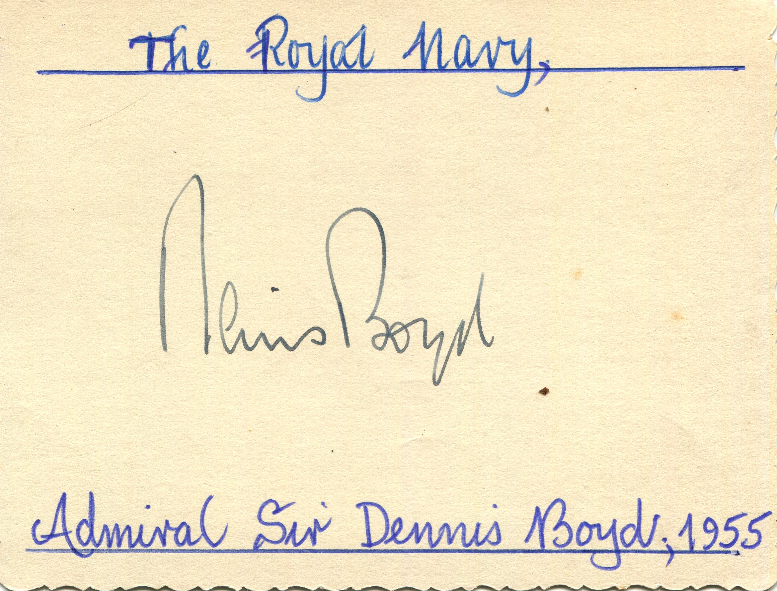 BRITISH NAVY: Small selection of signed clipped pieces, cards, a few letters, - Image 3 of 8