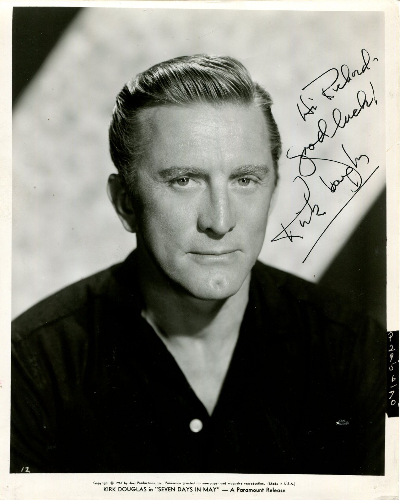 DOUGLAS KIRK: (1916-2020) American actor, the recipient of an Honorary Academy Award.