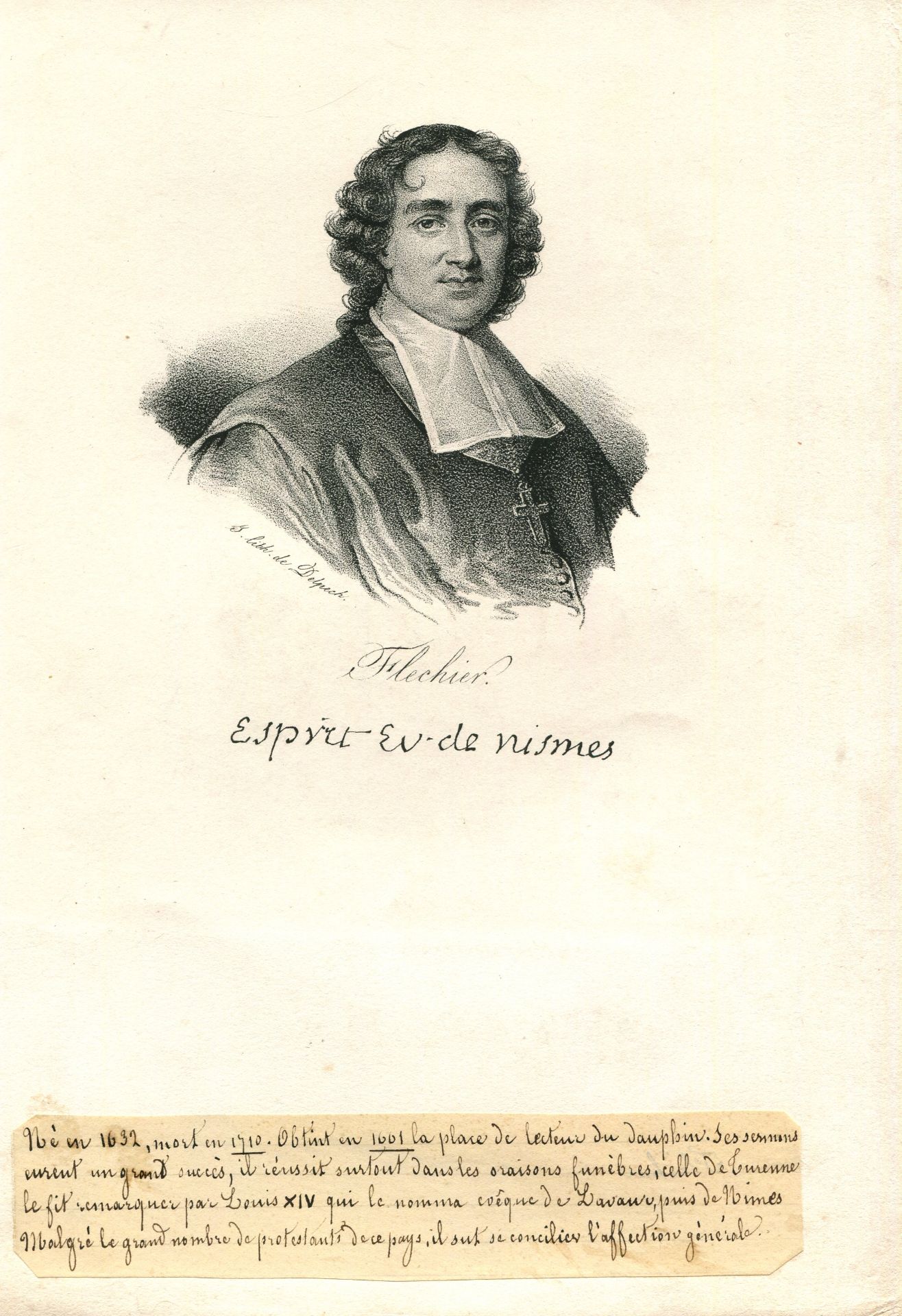 FLECHIER ESPRIT : (1632-1710) French Preacher and Author. Bishop of Nantes 1687-1710. - Image 3 of 3