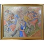 Franz Gruss 'Figures Dancing' pastel, signed, 37 x 46 cms